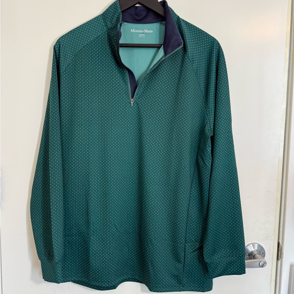 Mizzen+Main green and Navy Quarter-Zip Pullover